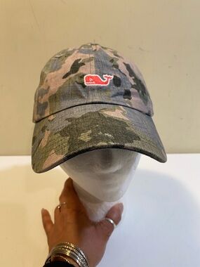 Vineuard Vines Camo Baseball Cap with Red Whale Logo OS
